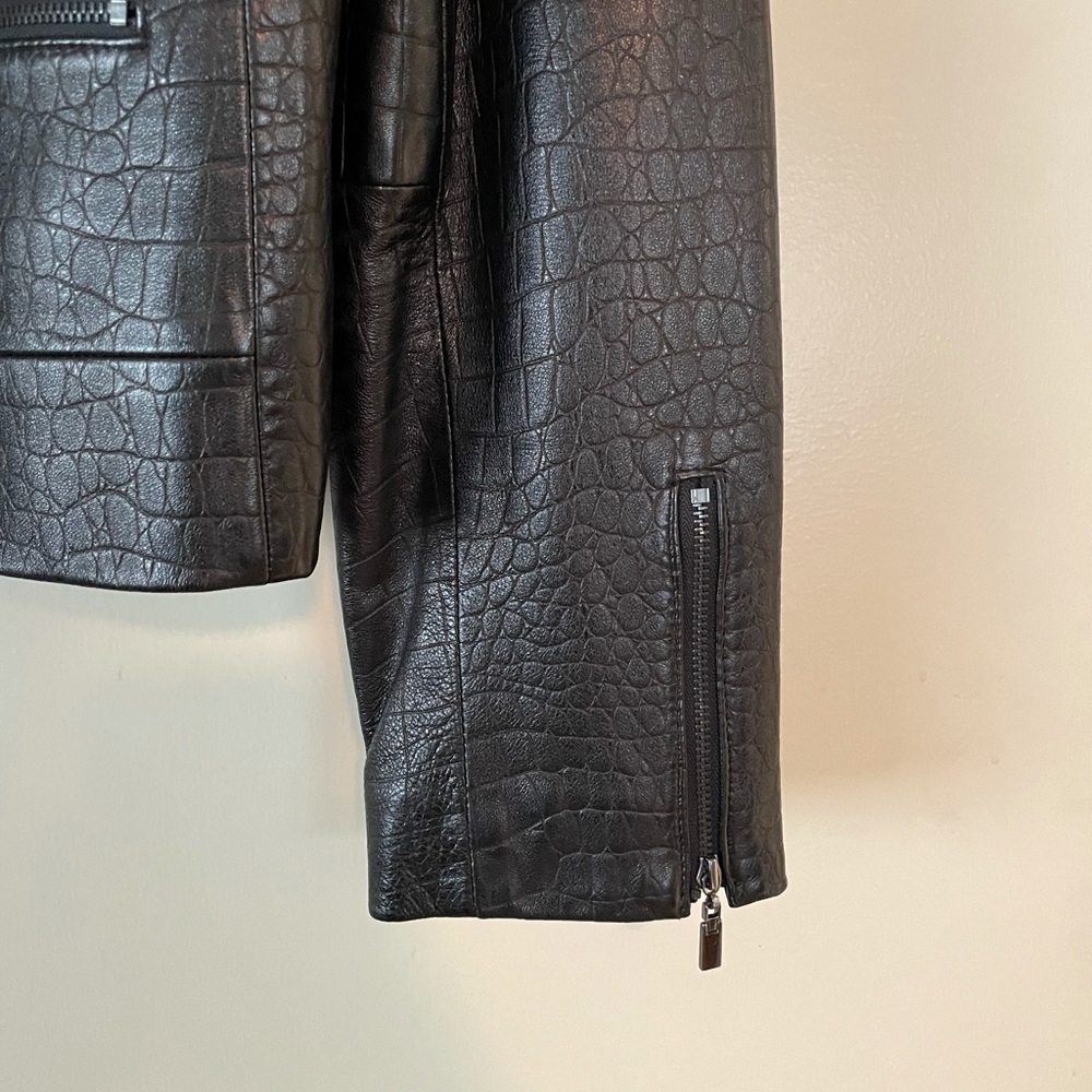Snake Skin Patterned Leather Jacket - image 5